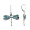 Turquoise Rhodium Over Silver Dragonfly Earrings