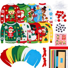 16 Set Ugly Sweaters Kit DIY Christmas Sweater Ornament Craft Kit Sewing Christmas Crafts Ugly Sweater Felt Kit Ugly Sweater Christmas Tree Ornament for Kids Adults Christmas Party Handcraft, 8 Styles
