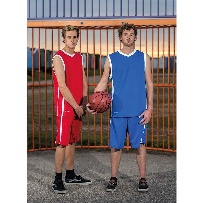 Spiro Men's Basketball Quick Dry Shorts, Black/White, Small