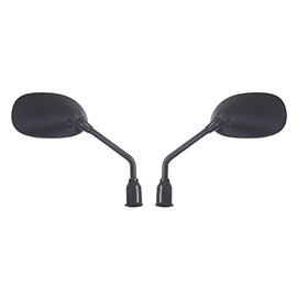 Pair of black motorcycles mirrors, universal fit, 10mm, rectangle, long stem