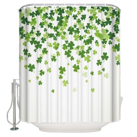 St Patrick Shower Curtain 72 inches Long Spring Shamrocks Polyester Fabric Shower Curtain with Hooks,Waterpoof Shower Curtains for Bathroom Showers and Bathtubs 60x72in