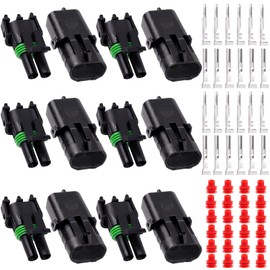 Glarks 36Pcs 6 Kit 1 Pin Way Waterproof Automotive Electrical Wire Connectors Terminals Plugs Kit, 1 Male & Female Pin Terminal Automotive Harness Plug Car Spark Plug Connector Set for Car Truck Boat