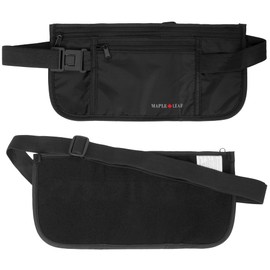 Maple Leaf Travel - Double Pocket Money Belt - Black