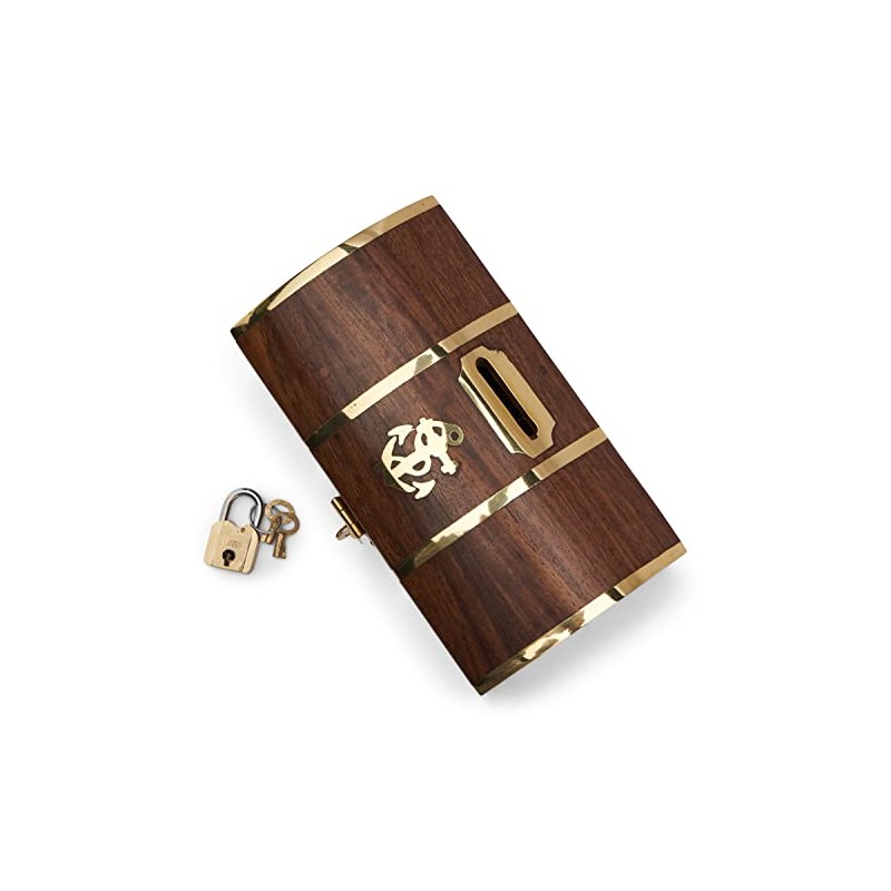 NKlaus 11736 Maritime Money Box Treasure Chest Wood and Brass