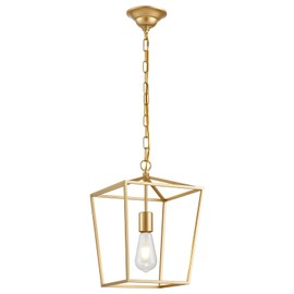 ANJIADENGSHI Lantern Pendant Light Lantern Iron Cage 1 E26 Bulbs Gold Chandelier for Dining Room Kitchen(Bulbs Not Included)