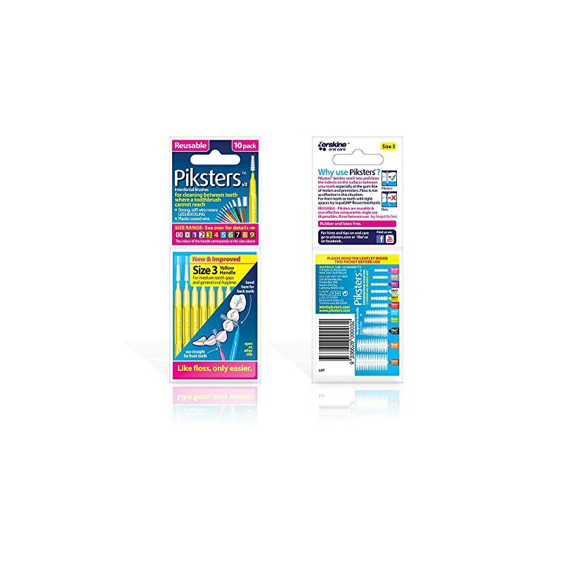 Piksters Interdental Brushes Pack of 10 Yellow 0.60 mm Value