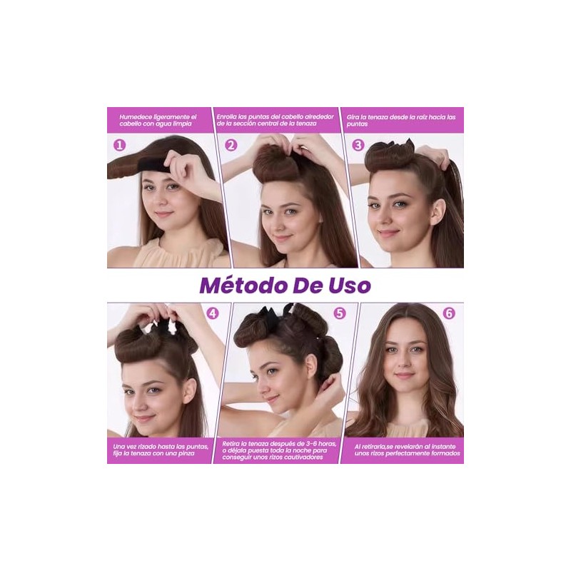 Yakite Tubos para Cabello Sin Calor,4Pcs Heatless Curls con Gorro
