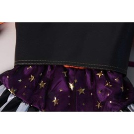 Making Believe Girls Funky Orange, Black and Purple Striped Witch Dress & Vest (Choose Size) (3/4, Orange, Black and Purple)