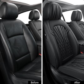 MINGBRON Seat Covers for Cars, Waterproof Seat Covers, Leather Car Seat Covers 2 Pack, Universal Seat Cushion Protector for Most Cars Black