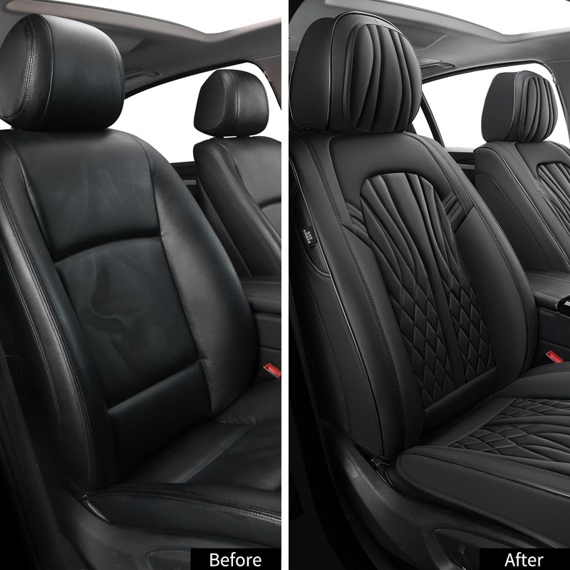 MINGBRON Seat Covers for Cars, Waterproof Seat Covers, Leather Car