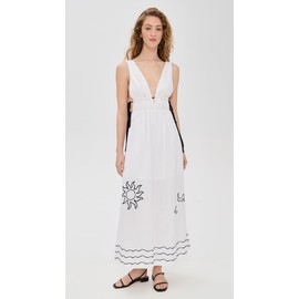 Dress To Women's Iara Embroidered Maxi Dress, Off White, M