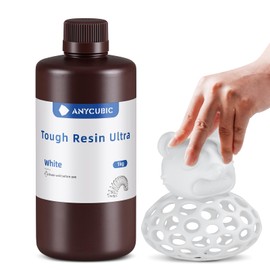 ANYCUBIC Ultra Tough Resin, 3D Printer Resin with Strong Impact Resistance and High Flexibility, Suitable for Direct Use or as an Additive, Wide Compatible for LCD Resin 3D Printers (White, 1kg)