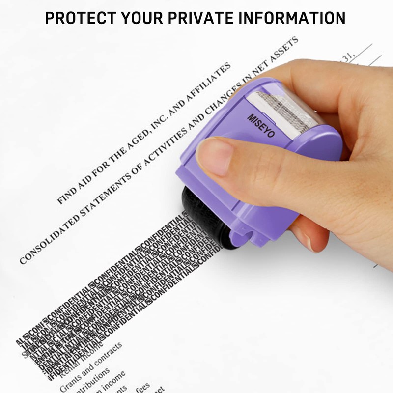 Miseyo Identity Theft Protection Roller Stamps for Data Barcode ID