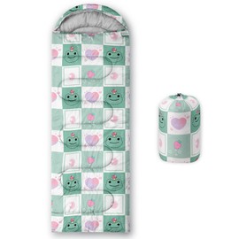 BailiPromise Cute Frog Printed Camping Sleeping Bags,3 Season Warm & Cool Weather,Lightweight,Waterproof Sleeping Bags for Adults & Kids,Traveling,and Outdoors,Camping Gear Equipment,31x90inch