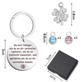 ENYACOS Clover Leaf Lucky Charm Keyring, Courage Gift Woman, Encouragement Gifts, Car Keyring, Gifts for Women, Girlfriend, Gift Best Friend, a