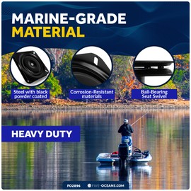 Five Oceans 8-Inch Boat Seat Pedestal, Boat Seat Pedestals with Seat Mount 360-Degree Swivel, Steel with Black Powder Coat Finish, 6-7/8-Inch (174mm) Base - Universal Mounting - FO2896