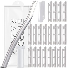 Dermaplaning Tool with 20 Replaceable Blades, Face Exfoliation Razor, Peach Fuzz Removal, Eyebrow Shaper (Silver)
