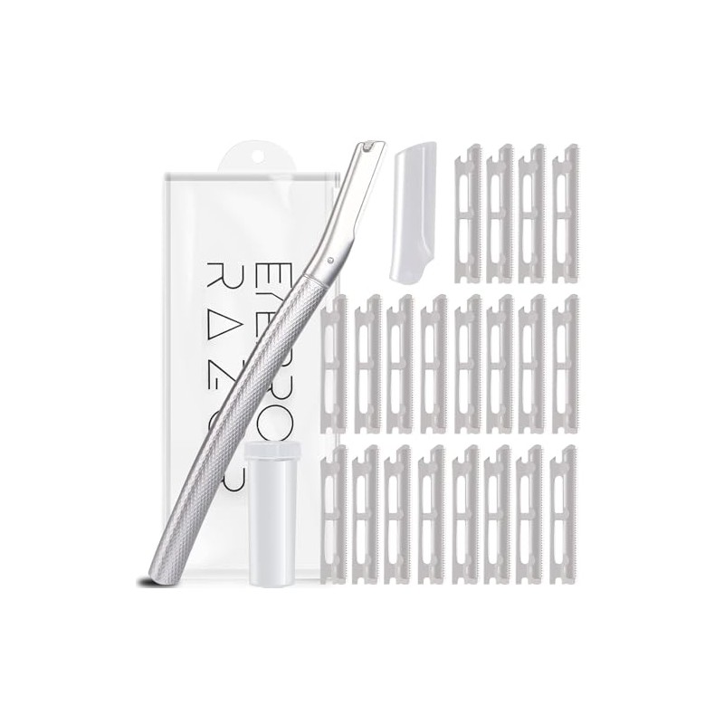 Dermaplaning Tool with 20 Replaceable Blades, Face Exfoliation Razor, Peach