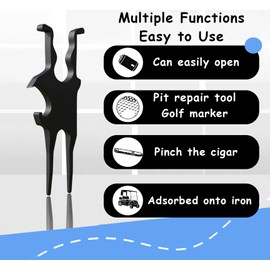Nesgther 3-in-1 Golf Holder Divot Repair Tool, Magnetic Clip for Golf Cart, Portable Multi-Tool with Ball Marker & Beer Opener, Durable Golf Accessory for Men (3)