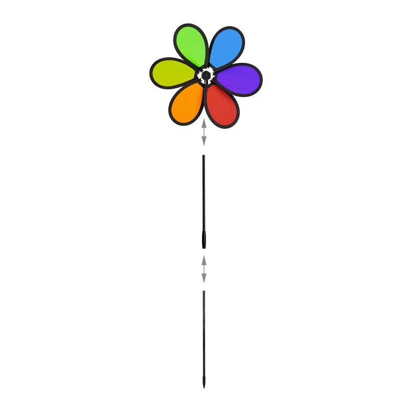 Relaxdays flower windmill, set of 2, decorative garden pinwheel, wind