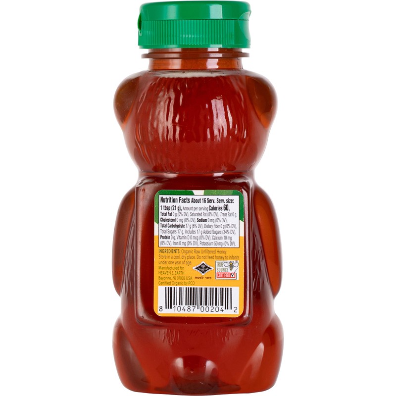 Heaven & Earth Organic Raw Unfiltered Honey, 12 oz (2
