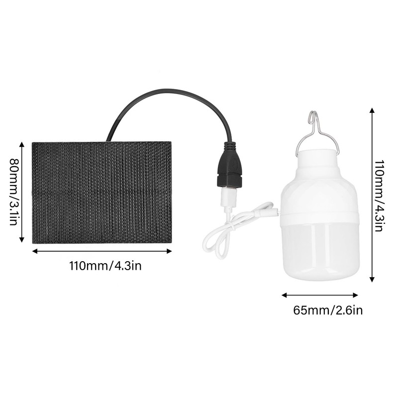Solar Powered LED Bulb 40W 5000K 1500lm Portable LED Light