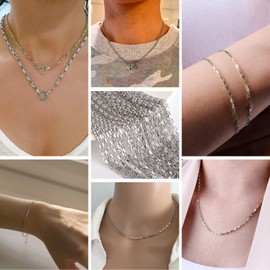 33 Feet Stainless Steel Box Chain Bulk, 2mm 304 Stainless Steel Chains Roll Spool Thin Square Rolo Box Link Chain Bulk for Jewelry Making DIY Craft