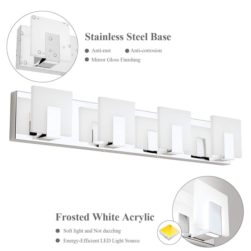Aipsun 4 Lights Dimmable Modern LED Vanity Light for Bathroom