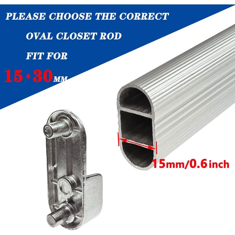 Taiyyi Clothes Rail Holder with Screws Metal Oval Clothes Rail
