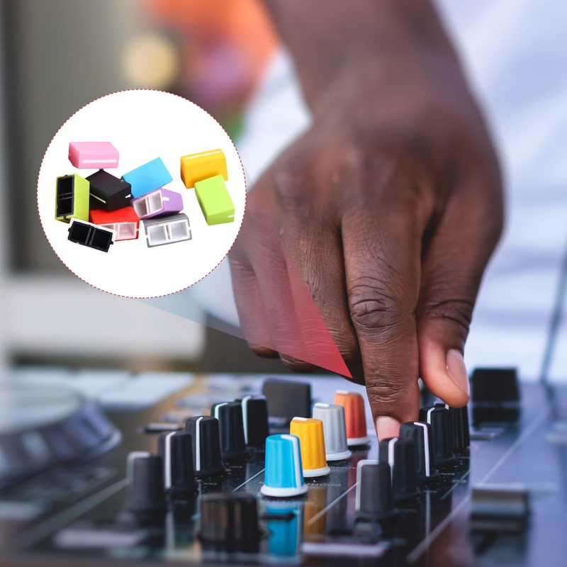 sourcing map Universal Fader Knobs, Red Mixer Fader Caps Slider