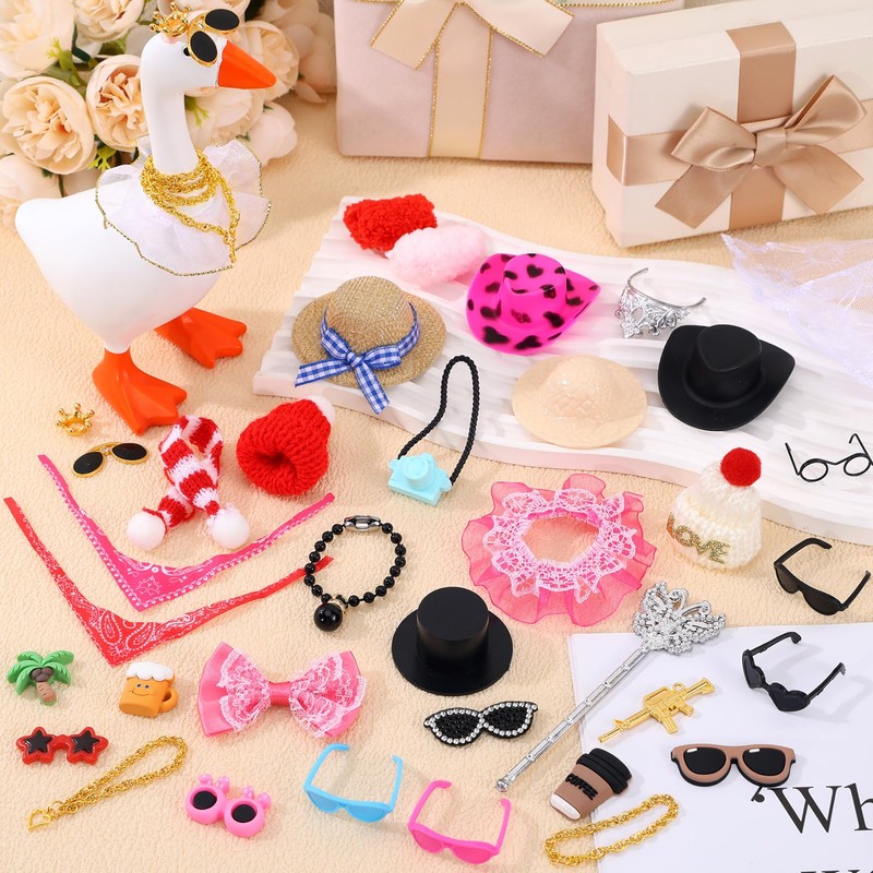 12 Set Desk Goose Outfits, Mini Desk Goose Clothes with