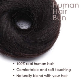 Hairro Hair Bun Hair Piece Human Hair Messy Bun Scrunchies Real Hair Updo Hairpieces Remy Hair Bun Donot Elegant Chignon with Stretchy Elastic Rubber Band For Women 2PCS 46g #1B Natural Black
