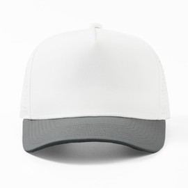 2THESTARS Quick-Dry Snapback Hats, 5-Panel Water-Resistant Mesh Baseball Caps for Men & Women, Golf, Running or Workouts - White + Dark Gray