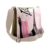 Ambesonne Paris Themed Messenger Bag, Lady and Eiffel Tower, Unisex