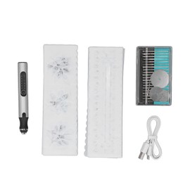 Electric Engraving Pen Set Mini Silver 10W USB Rechargeable Engraving Machine with Battery