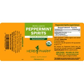 Herb Pharm Certified Organic Peppermint Spirits Liquid Extract Digestive Support Blend - 4 Ounce (DPEP04)