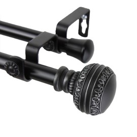 A&F Rod Decor - Bead Double Curtain Rod 28-48 inch - Black