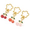 FASHEWELRY 3Pcs Cute Keychain for Women Rhinestone 3D Resin Cherry