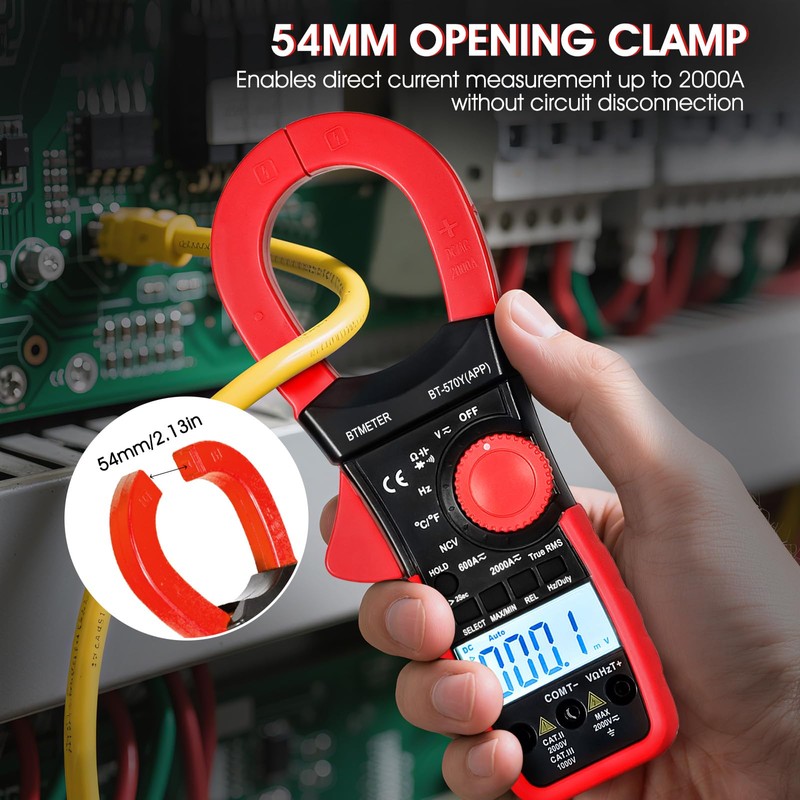 BTMETER Digital Clamp Meter Multimeter, 6000 Counts Bluetooth Multimeter, 2000A
