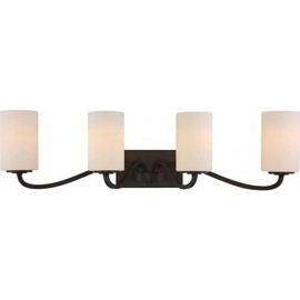 Nuvo Lighting 60/5971 Willow 4 Light 100W A19 max. Medium Base Vanity and Wall with White Glass, Aged Bronze