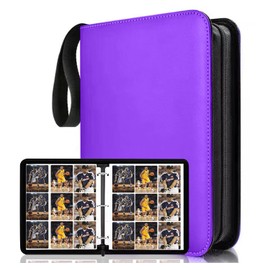 9 Pocket Trading Card Binder, 900 Pockets Basketball Card Binder for MTG, Top loading Pockets Card Collector Album, PU Leather Card Collector Folder for Game Cards, Sports Cards (Purple)