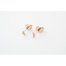 HONEYCAT Tiny Crystal Moon Stud Earrings in 18k Rose Gold Plate | Minimalist, Delicate Jewelry (Rose Gold)
