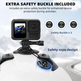 BRDRC Flexible Adhesive Mount for Insta360, 3 Packs Helmet Sticky Mount Kit with Safety Buckle for GoPro, Insta 360 X5 X4 GO 3S Ace Pro 2, for DJI Action 5 Pro 4 3 Accessories