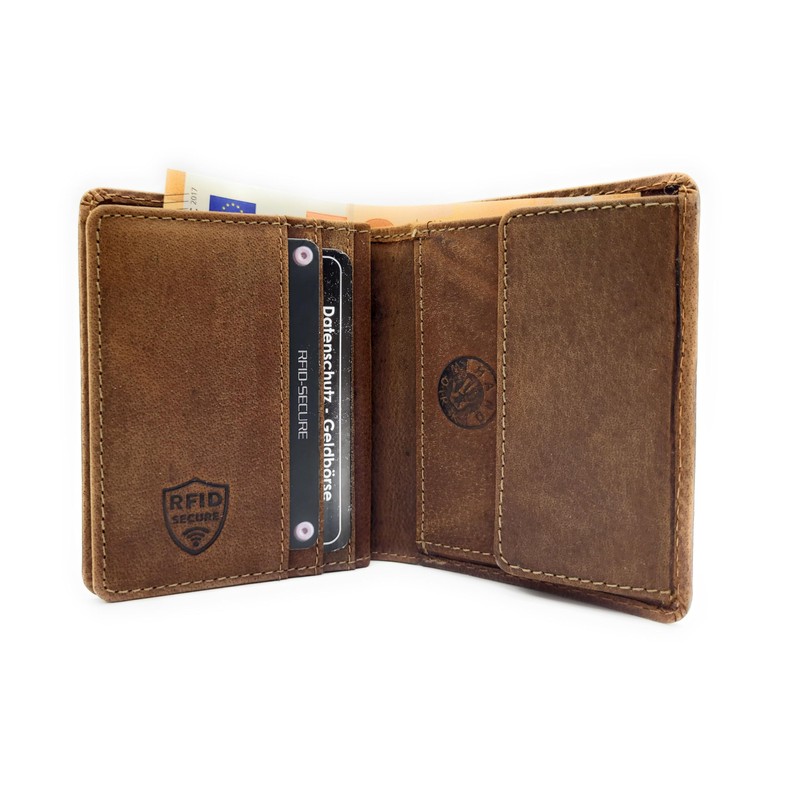 Lemasi Genuine Leather Wallet with RFID Protection, Small and Compact,