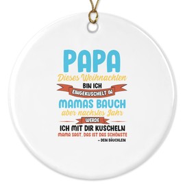 22Feels Christmas Pregnancy Gift Men Christmas Decoration Expectant Dad to Be Baby Christmas Tree Decoration Christmas Pendant Advent Ceramic Round