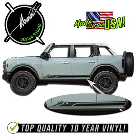 Benini Design Studio Mountain Range Rocker Stripes Decal 4- Graphics Vinyl Sticker Racing Stripes Compatible with Ford Bronco 4 2021 2022. (Matte Black)