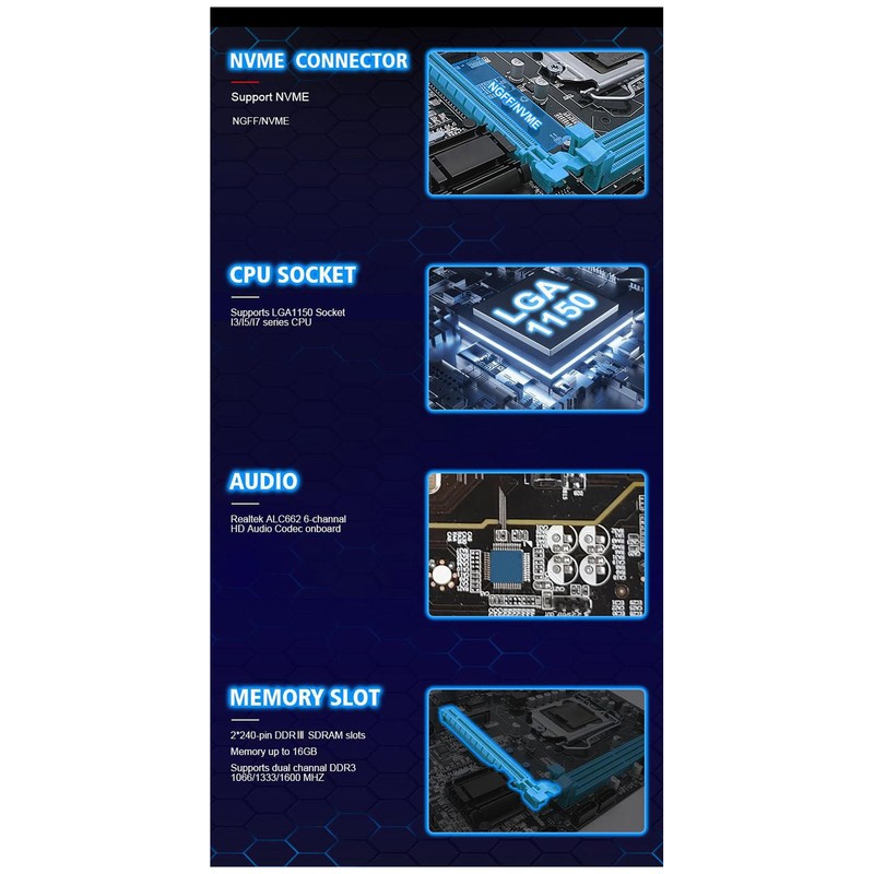 H81G Gaming Motherboard Dual Channel DDR3 Gigabit Network Card PC