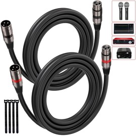 Bietrun XLR Cables 3ft/1M 2 Packs, Premium Heavy Duty Balanced Microphone Cable with 3-Pin XLR Male to Female Microphone Cord Connector Compatible with Microphones,Mixer,Speaker Systems,Preamps and More - Color: 25FT