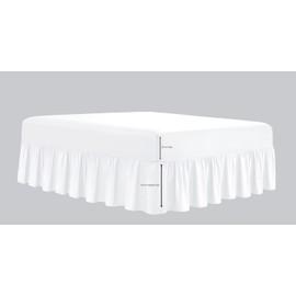 Linen Home Extra Deep Frilled Fitted Valance Sheet Double Bed Skirt Fitted Valance Sheets, Microfibre Soft Brushed, Easy Care Non Iron (Double, White)