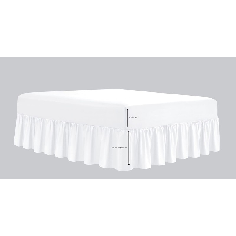 Linen Home Extra Deep Frilled Fitted Valance Sheet Double Bed